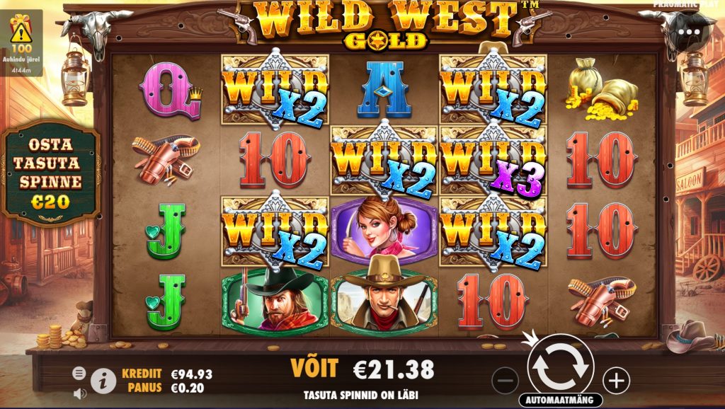 Proovi uut Pragmatic Play kõrge volatiilsusega slotimängu Wild West Gold