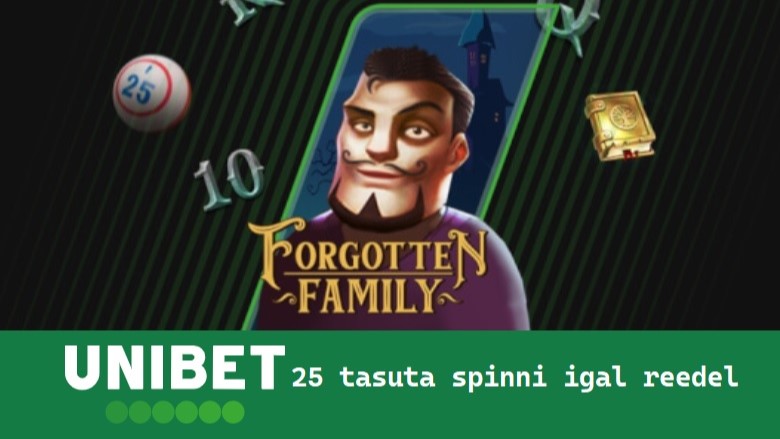 Forgotten Family minimängu 25 tasuta spinni Unibeti bingotoas