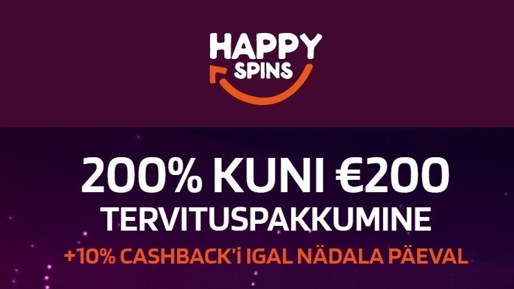 HappySpins ülevaade : Alusta mängu 200 € boonusega