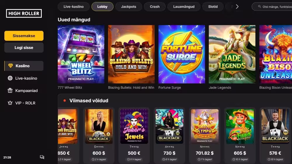 Highroller-kasiino-ekraanivaade » Kasiino21 | Usaldusväärne teejuht Eesti mängijale Highroller kasiino ekraanivaade